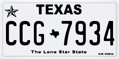 TX license plate CCG7934