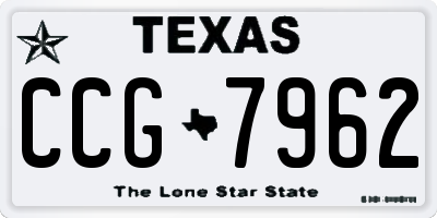 TX license plate CCG7962