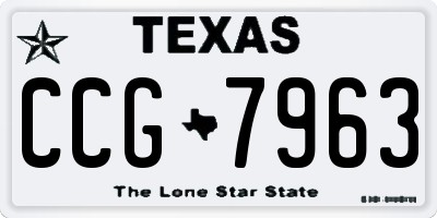 TX license plate CCG7963