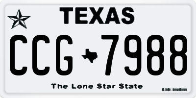 TX license plate CCG7988