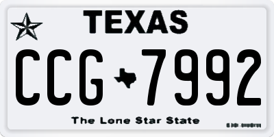 TX license plate CCG7992