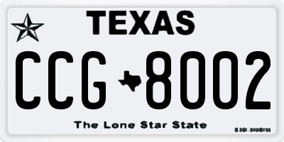 TX license plate CCG8002