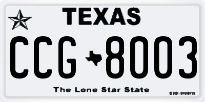 TX license plate CCG8003