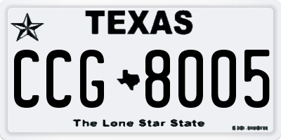 TX license plate CCG8005