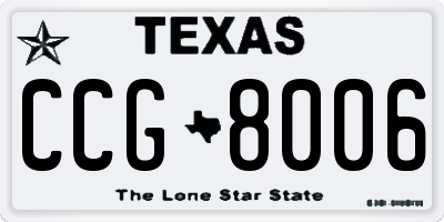 TX license plate CCG8006
