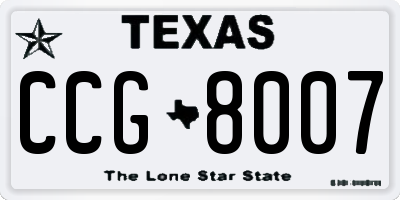 TX license plate CCG8007
