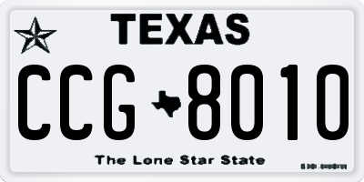 TX license plate CCG8010