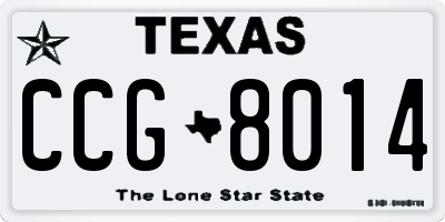TX license plate CCG8014