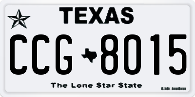 TX license plate CCG8015