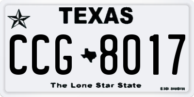 TX license plate CCG8017