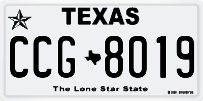 TX license plate CCG8019