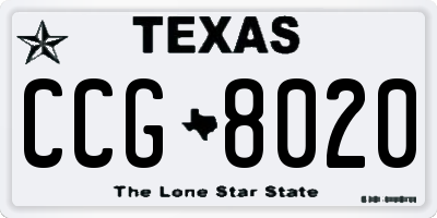 TX license plate CCG8020