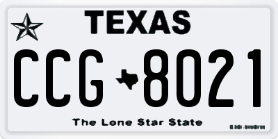 TX license plate CCG8021