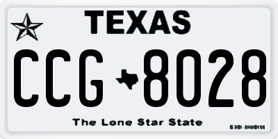 TX license plate CCG8028