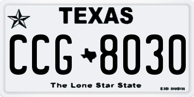 TX license plate CCG8030