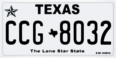 TX license plate CCG8032