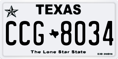TX license plate CCG8034