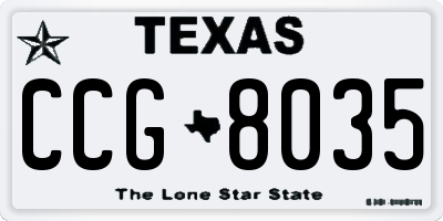 TX license plate CCG8035