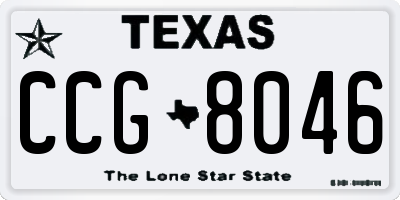 TX license plate CCG8046