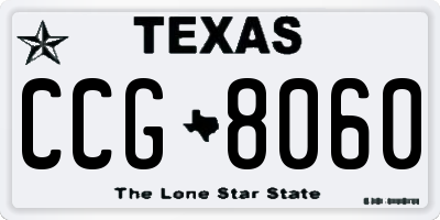 TX license plate CCG8060