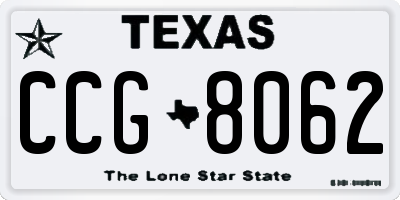 TX license plate CCG8062