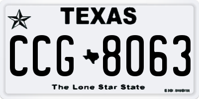 TX license plate CCG8063