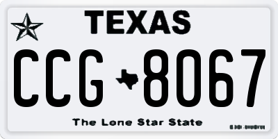 TX license plate CCG8067
