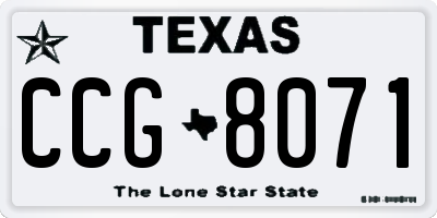 TX license plate CCG8071