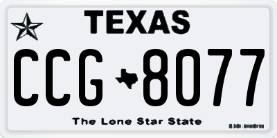 TX license plate CCG8077