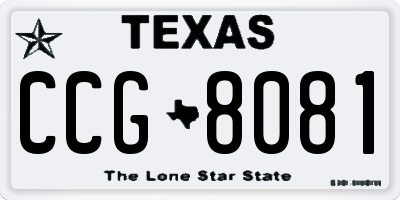 TX license plate CCG8081