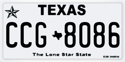 TX license plate CCG8086