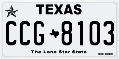 TX license plate CCG8103