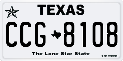 TX license plate CCG8108