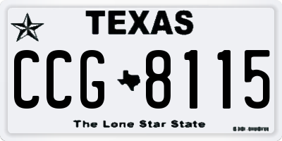 TX license plate CCG8115