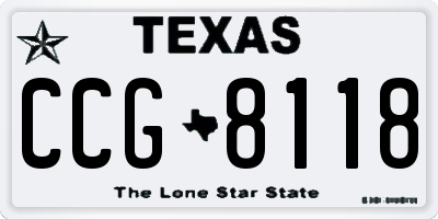 TX license plate CCG8118