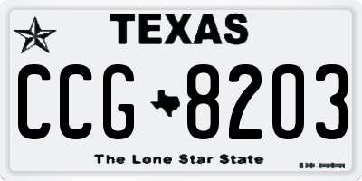 TX license plate CCG8203