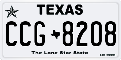 TX license plate CCG8208