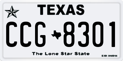 TX license plate CCG8301