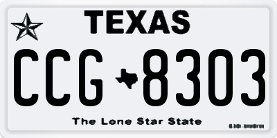 TX license plate CCG8303