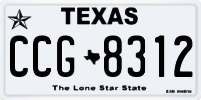 TX license plate CCG8312