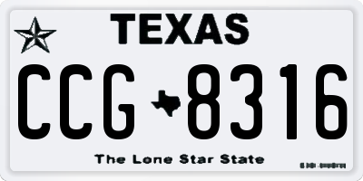 TX license plate CCG8316