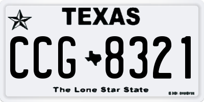 TX license plate CCG8321