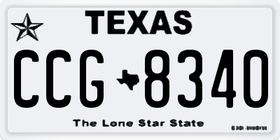 TX license plate CCG8340