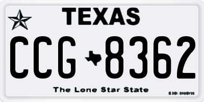 TX license plate CCG8362