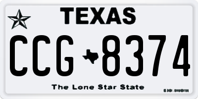 TX license plate CCG8374