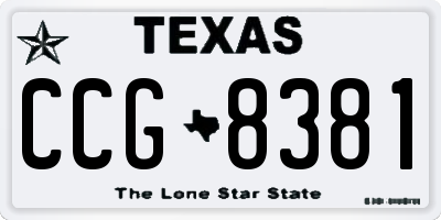 TX license plate CCG8381