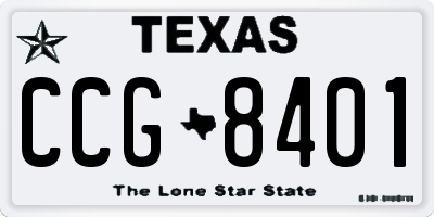 TX license plate CCG8401