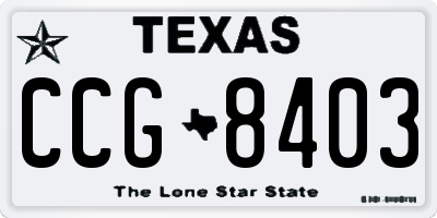 TX license plate CCG8403
