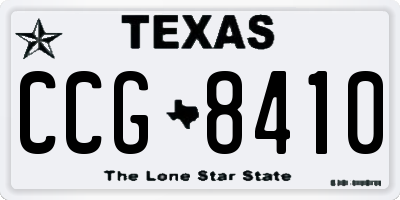 TX license plate CCG8410