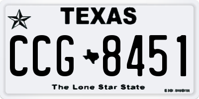 TX license plate CCG8451